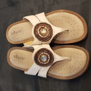 Softspots comfort pillow thong sandal with beaded detail